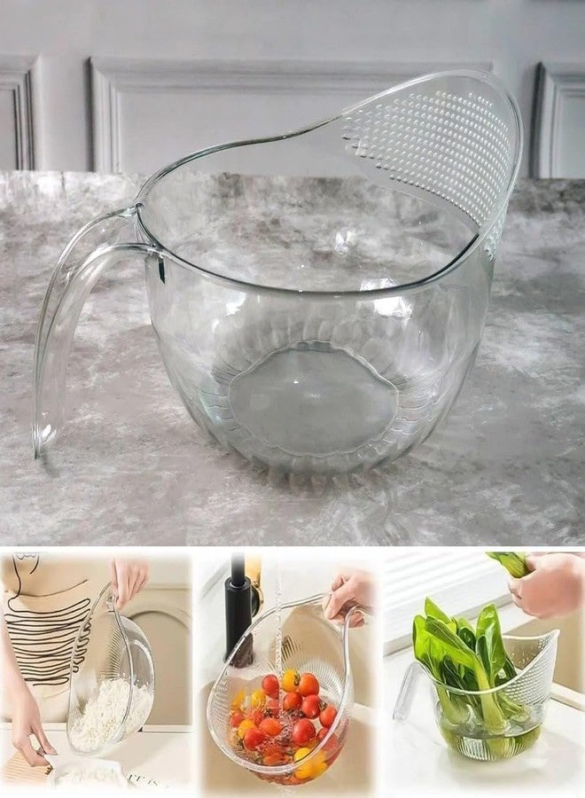SUPERMOM Kitchen Accessories Item - Multipurpose Transparent Plastic Bowl/Basket with Handle - Durable & Lightweight Strainer for Kitchen, Fruits, Vegetables & Everyday Essentials (Pack of 1) - Image 3